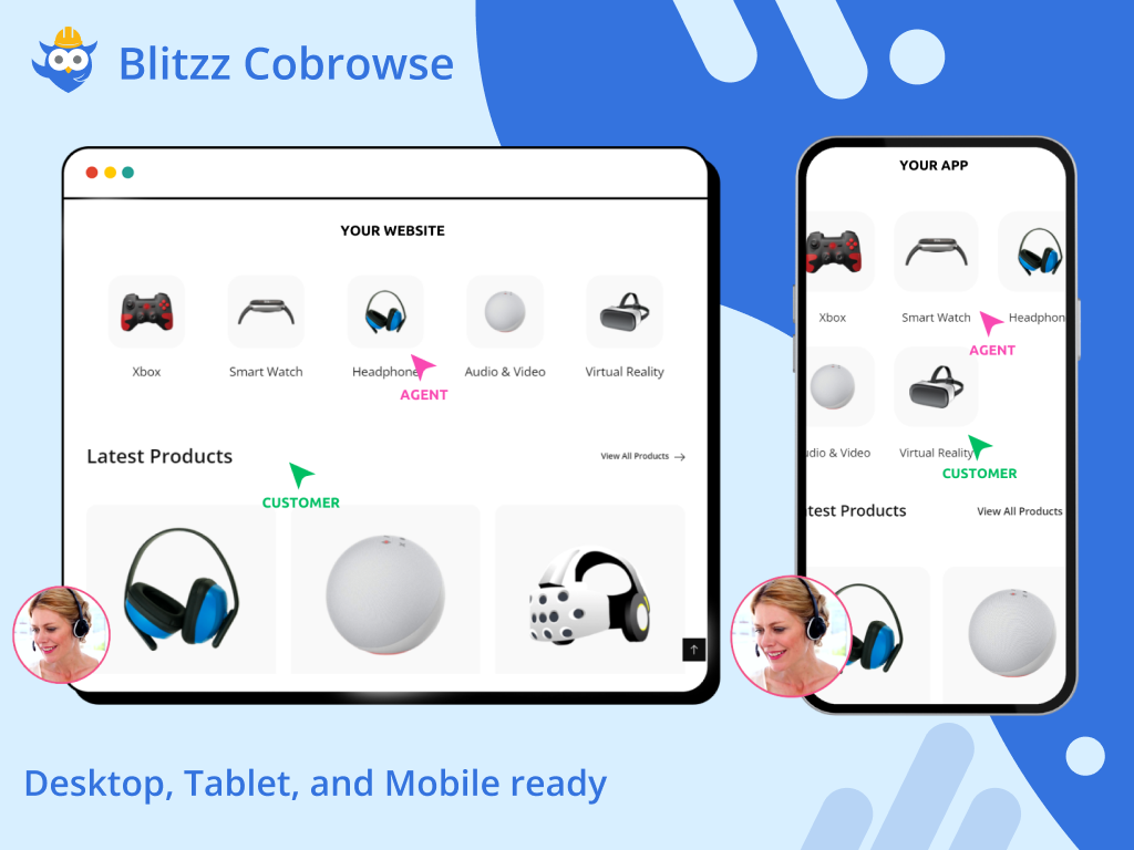 Video and Cobrowse for Support by Blitzz feature detail — Video app on the Zendesk Marketplace
